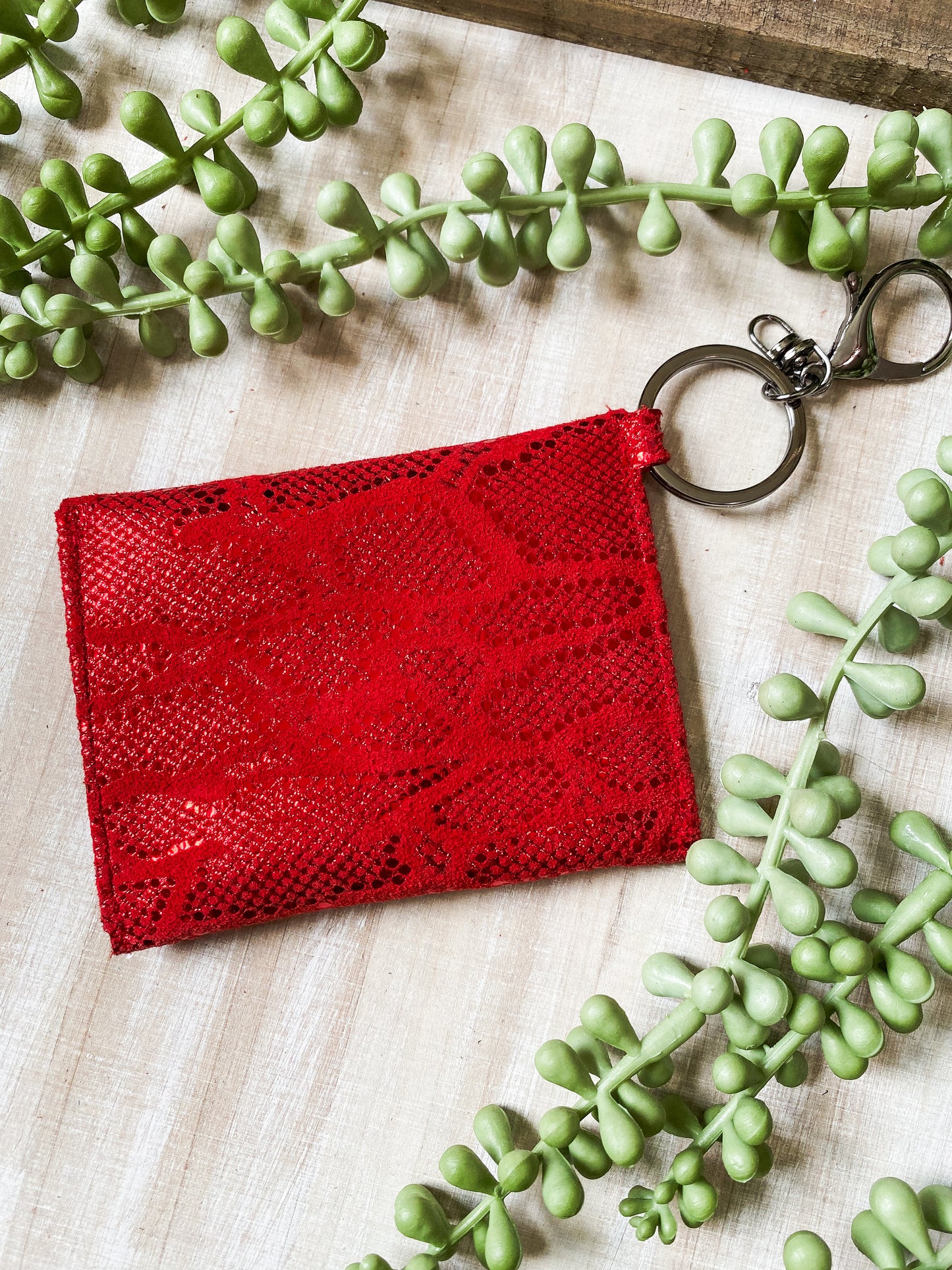 Red Shimmer Snake Skin