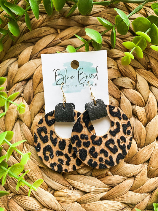 Flocked Cheetah Cork Hoops