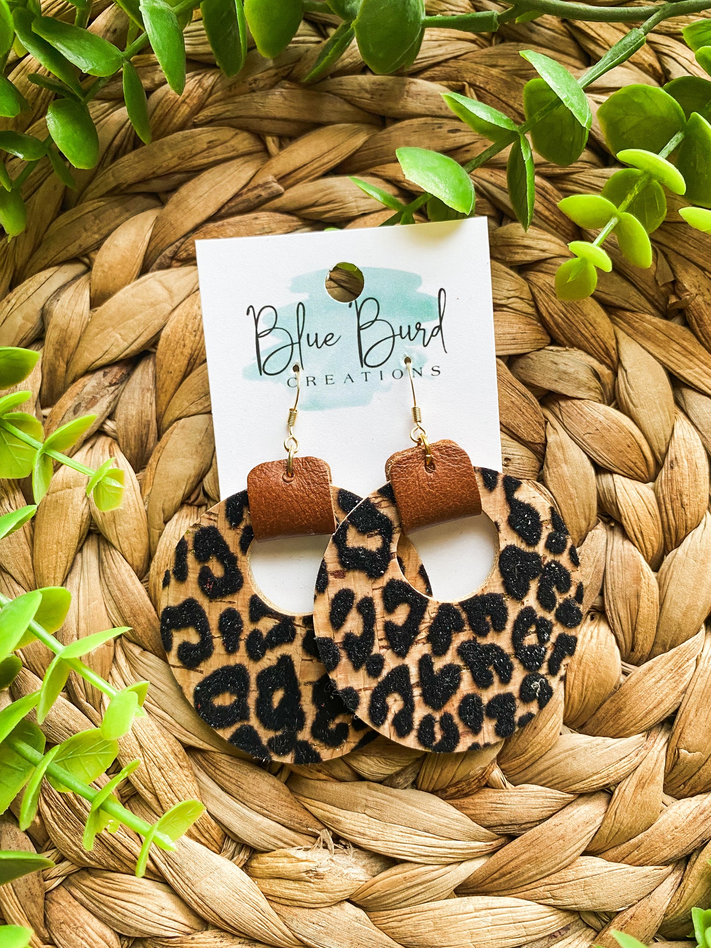 Flocked Cheetah Cork Hoops
