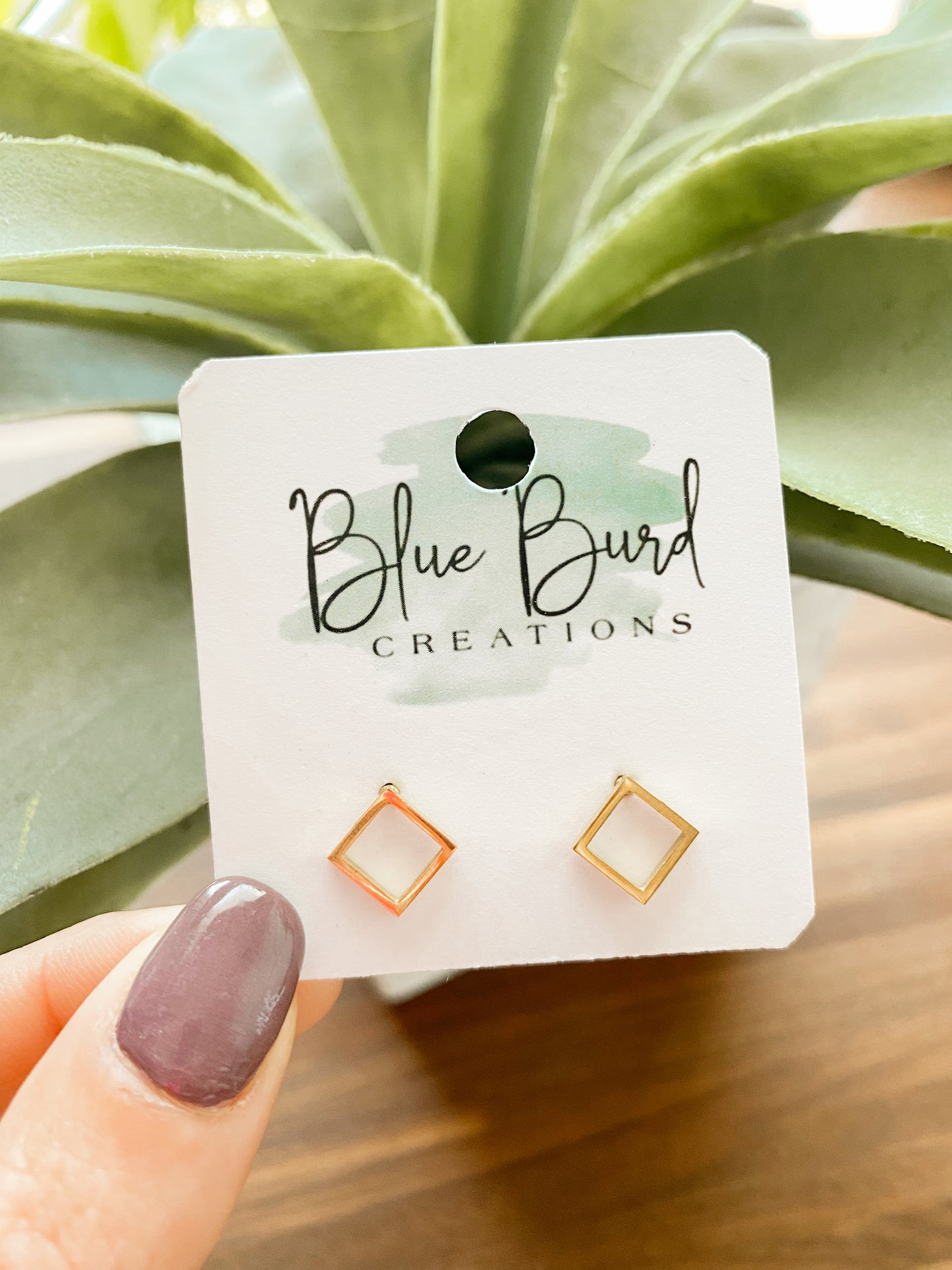 Gold Square Studs