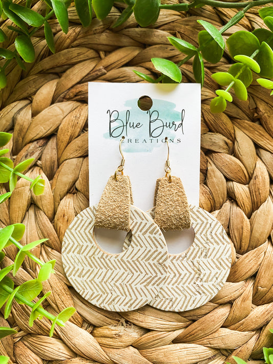 Beige Herringbone Cork Hoops