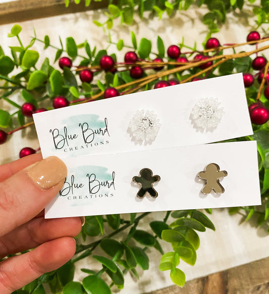 Snowflakes & Gingerbread Studs