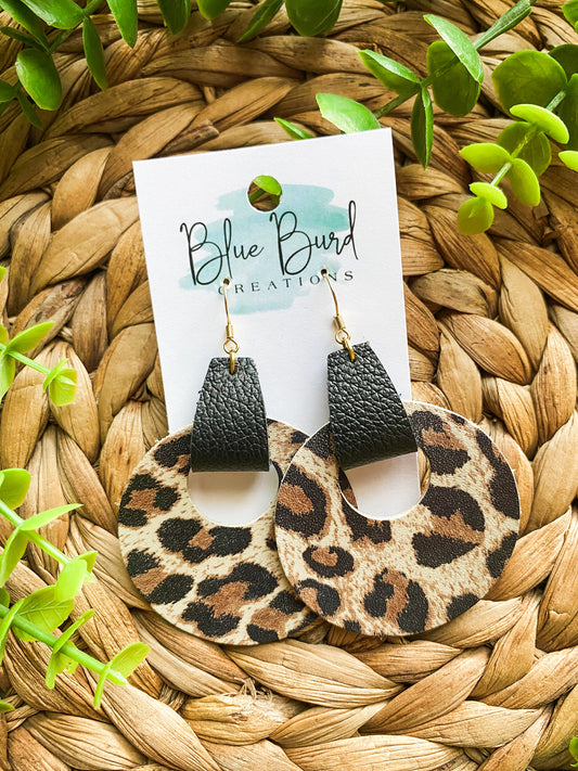 Leopard Leather Hoops