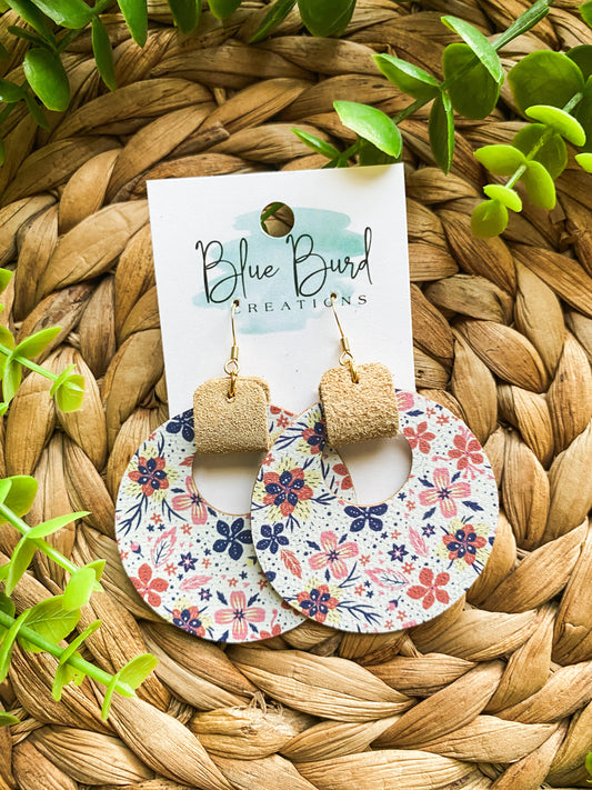 Pink & Navy Floral Hoops