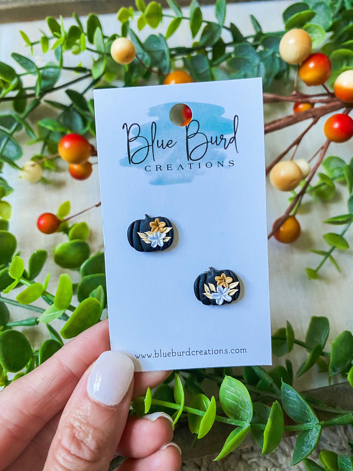 Black Pumpkin Studs