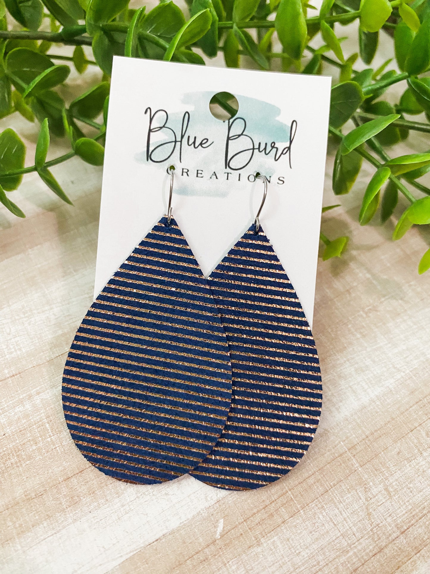 Rosegold Striped Navy Teardrops