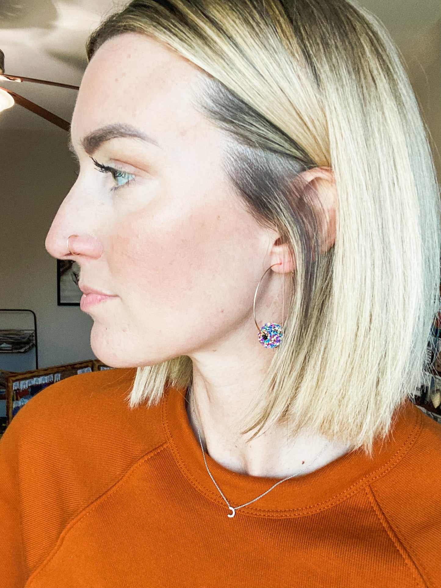 Iridescent Glitter Bead Hoops