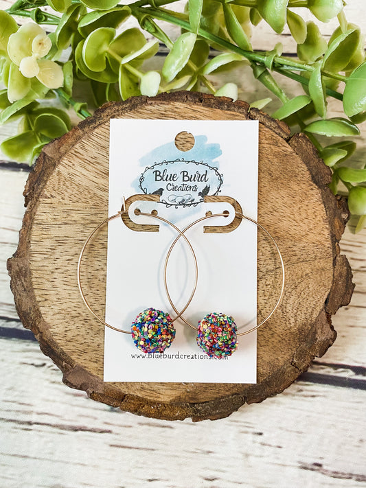 Iridescent Glitter Bead Hoops