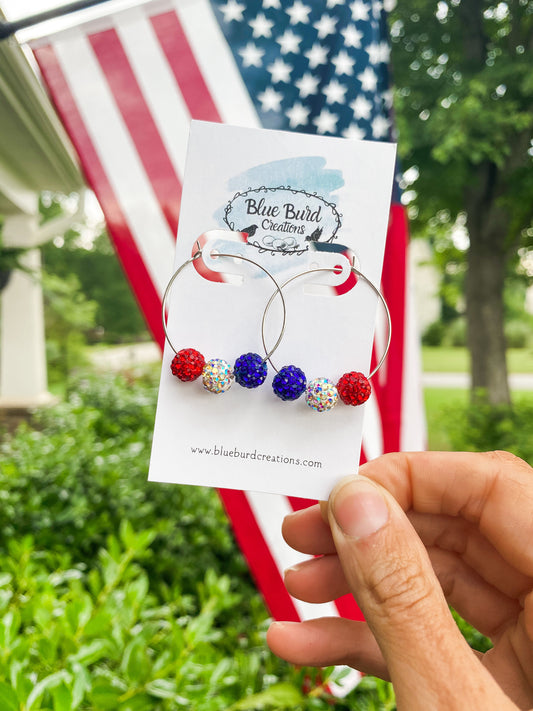 Patriotic Glitter Bead Hoops