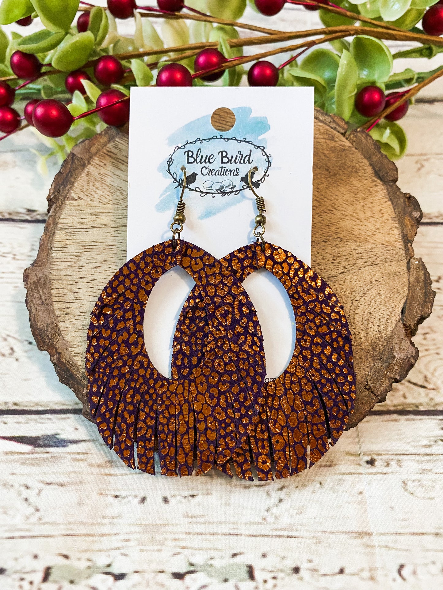 Metallic Orange on Purple Fringed Oval