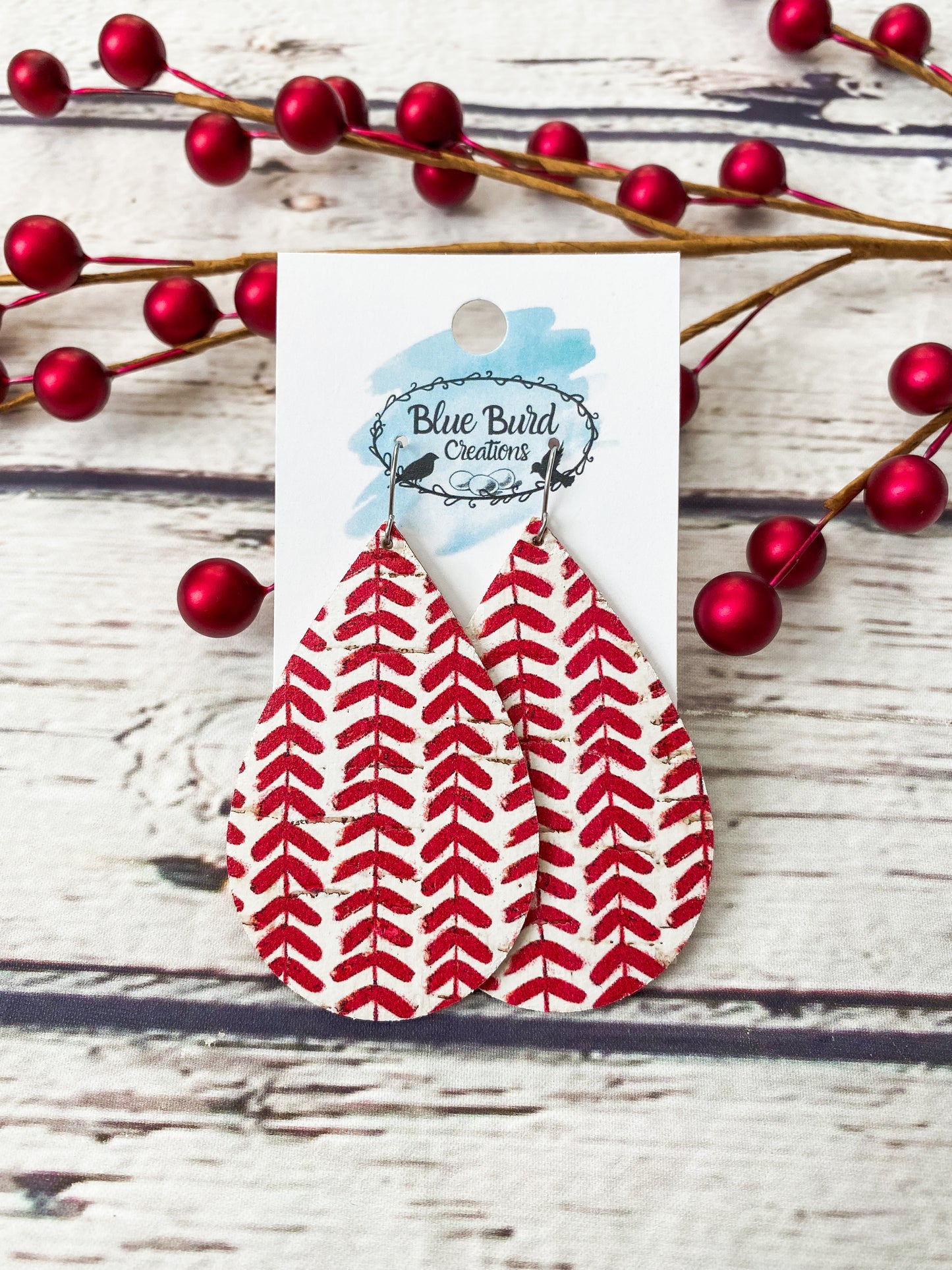 Red Chevron Cork Teardrops