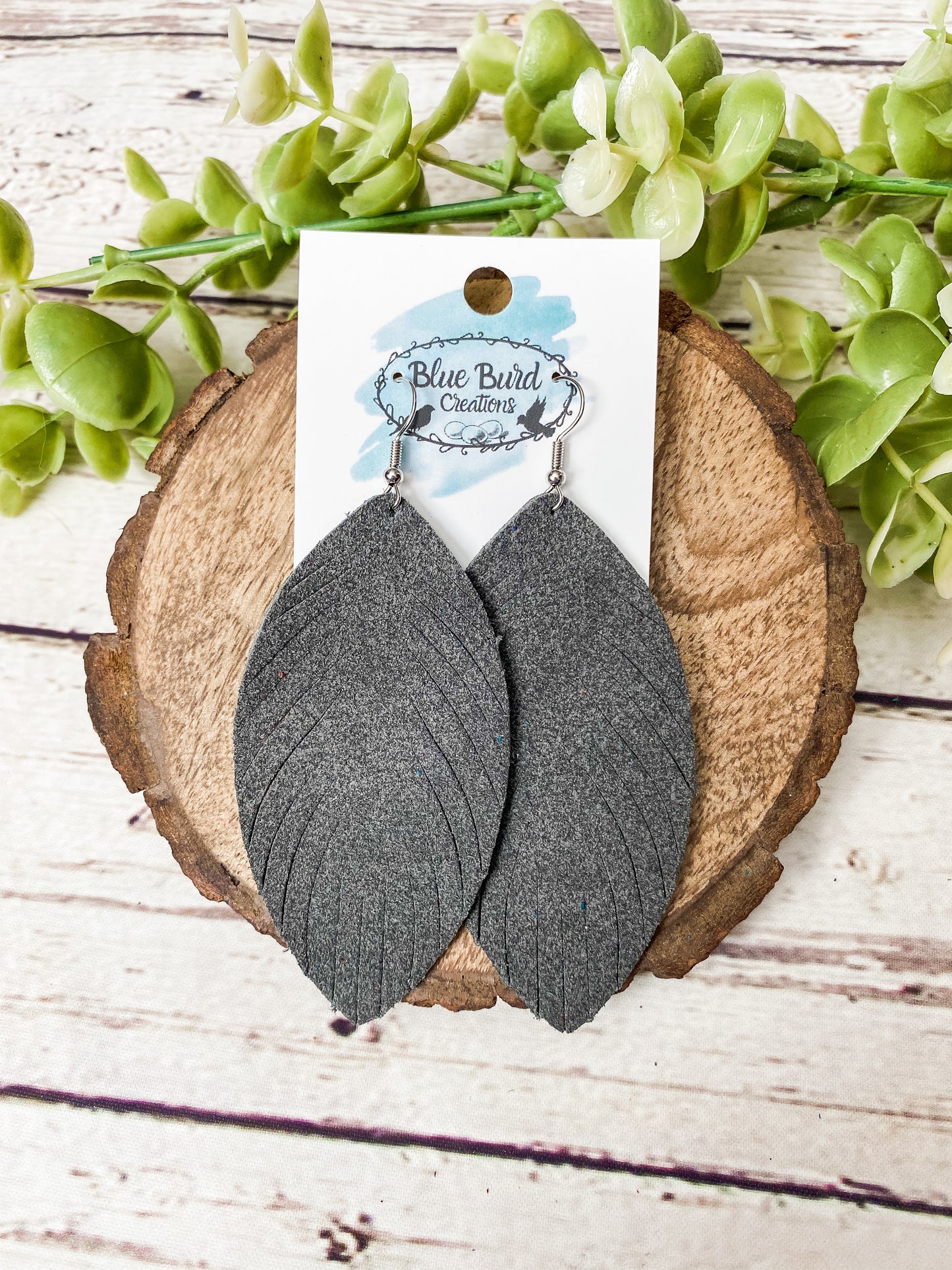 Dark Gray Suede Feather