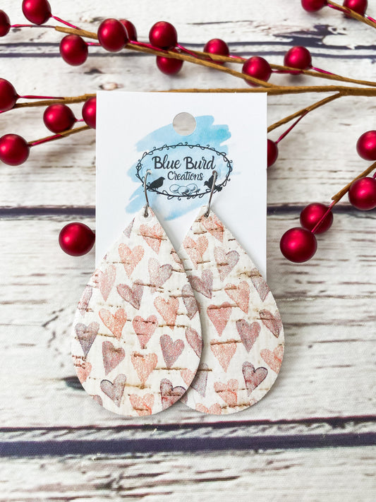 Pastel Heart Cork Teardrops