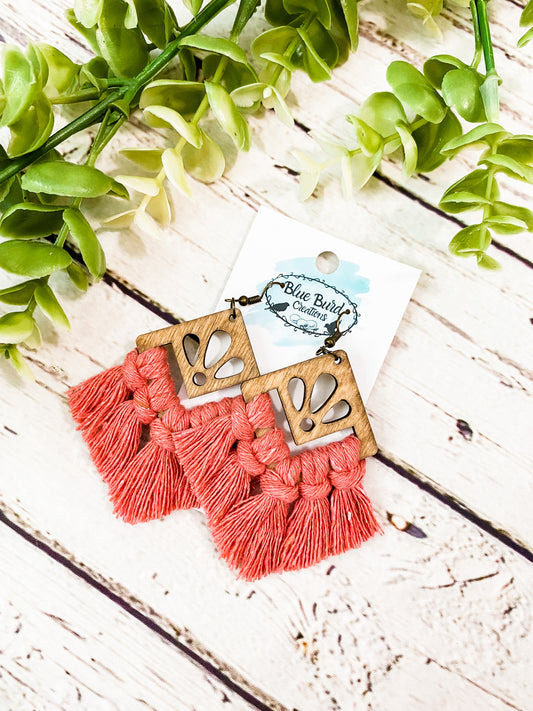 Rose Pink Macrame Earrings