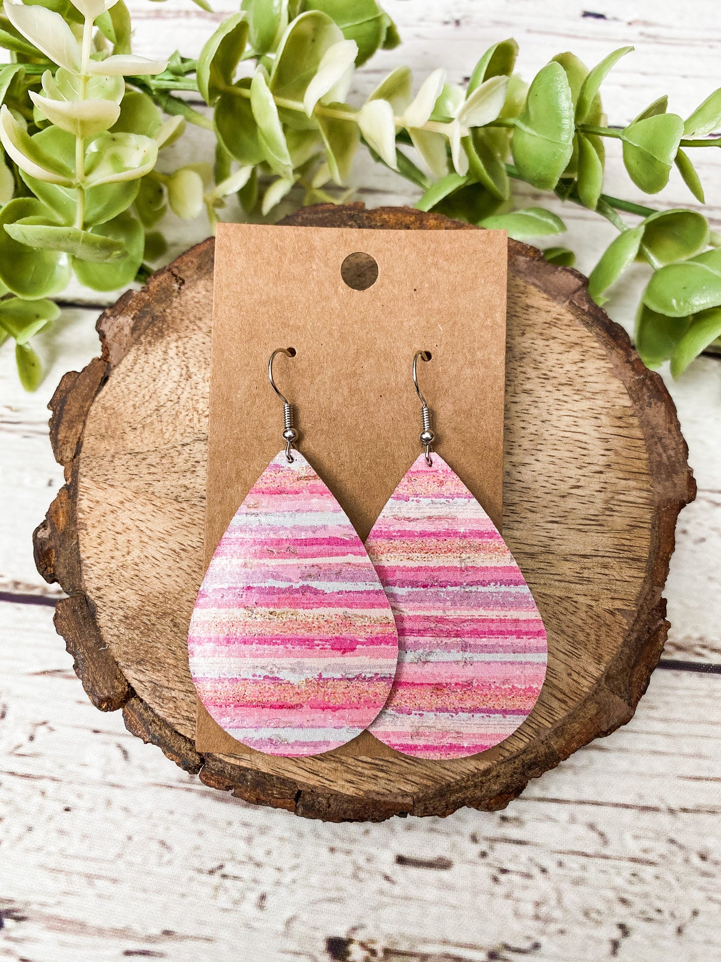 Pastel Striped Cork Teardrops