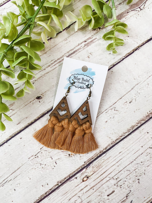 Silky Ochre Macrame Earrings