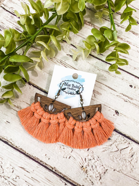 Coral Macrame Earrings