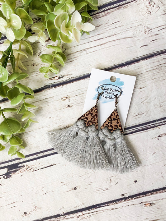 Light Stone Macrame Earrings