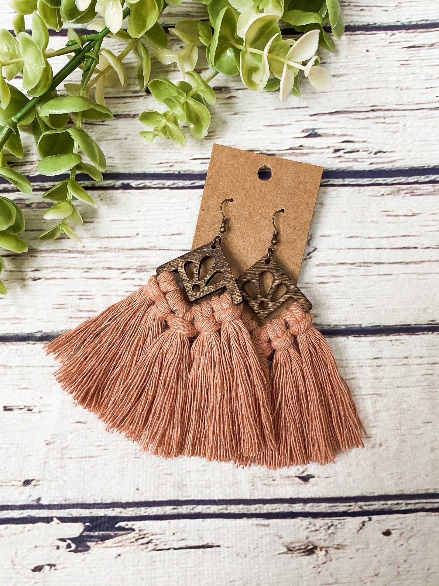 Peach Macrame Earrings