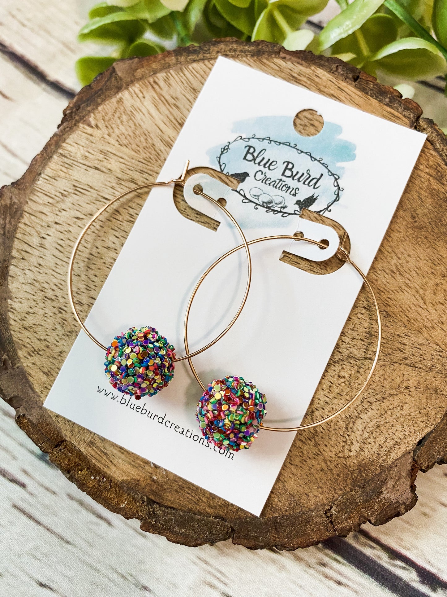 Iridescent Glitter Bead Hoops