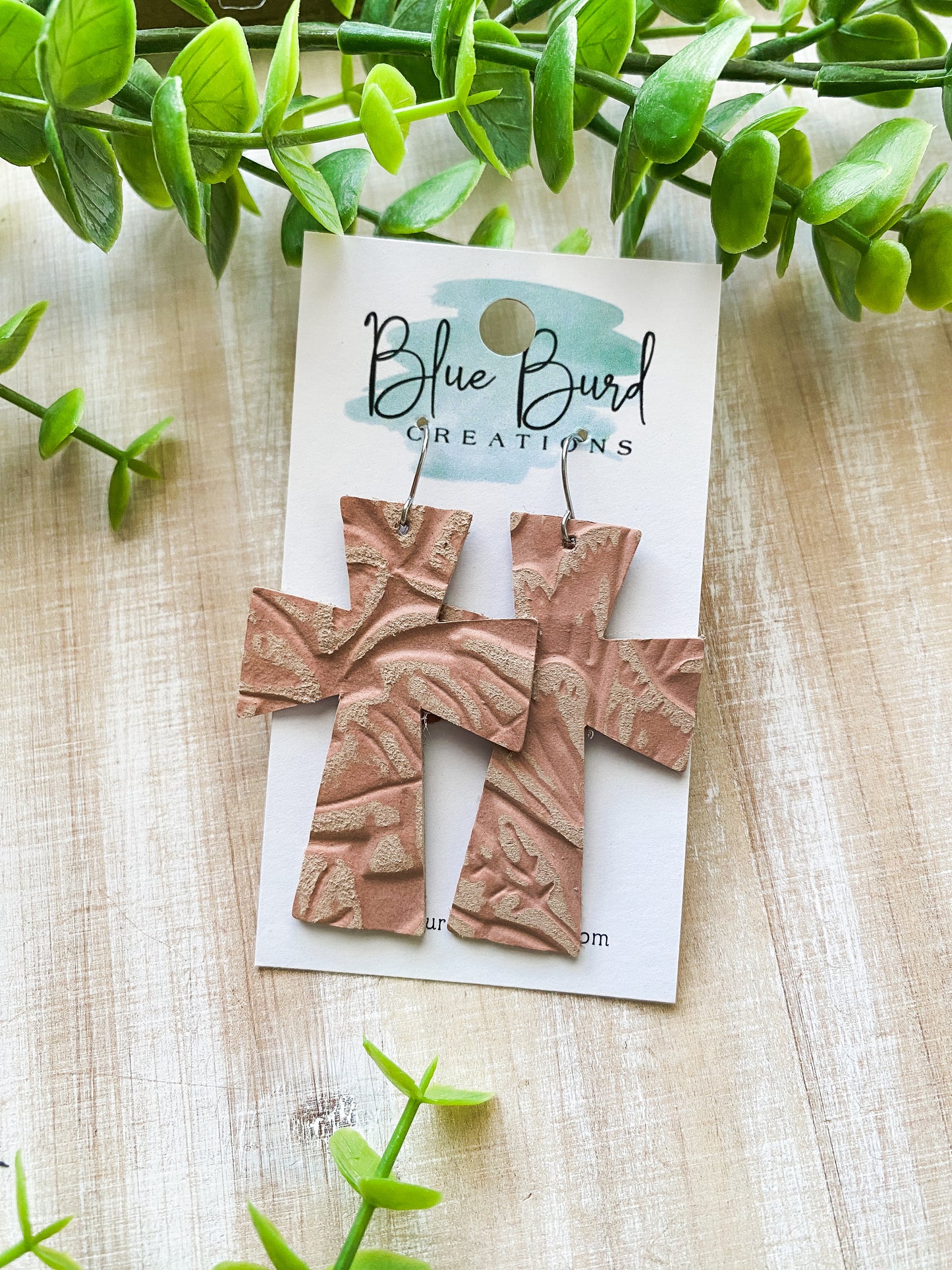 Embossed Blush Crosses