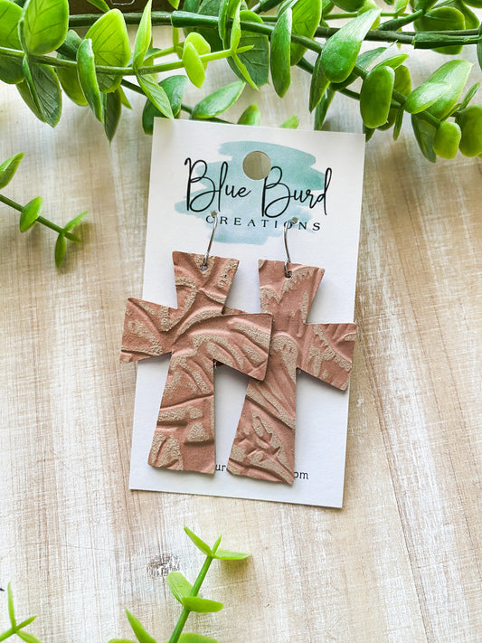 Embossed Blush Crosses