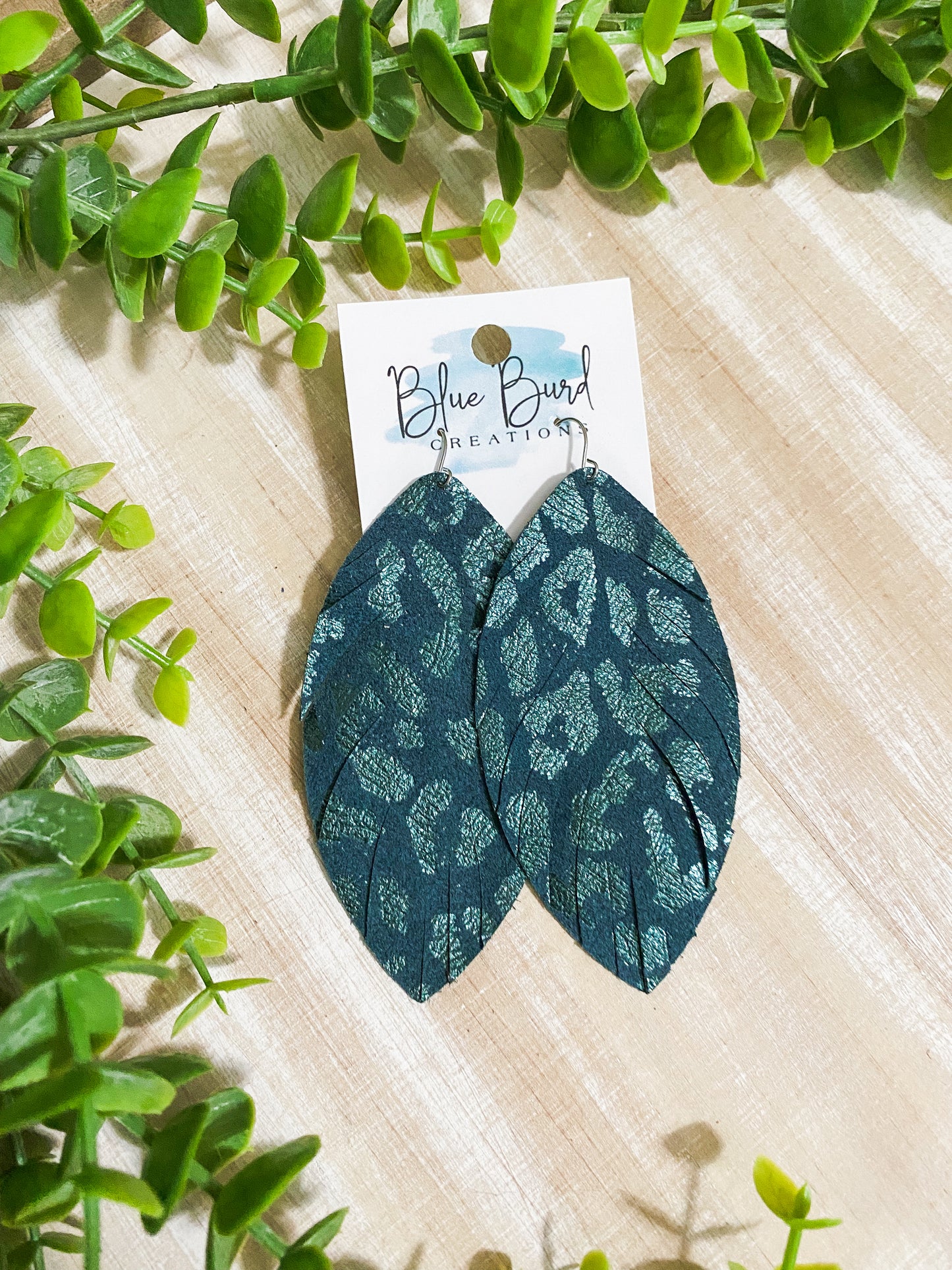 Leopard on Dark Teal Feather