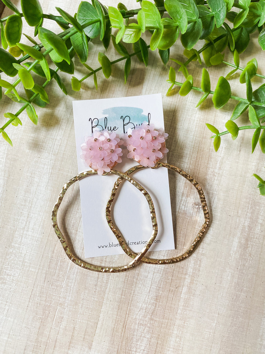 Pink Flower Hoops