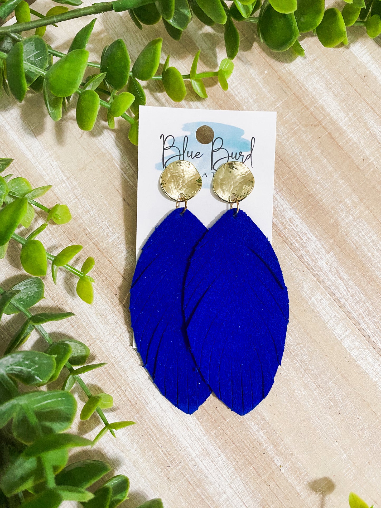 Bright Blue Suede Feather