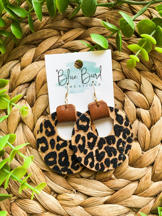 Flocked Cheetah Cork Hoops