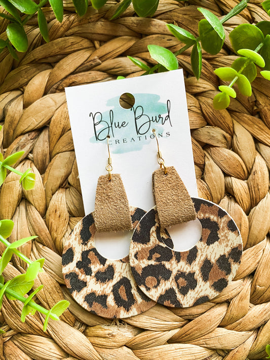 Leopard Leather Hoops