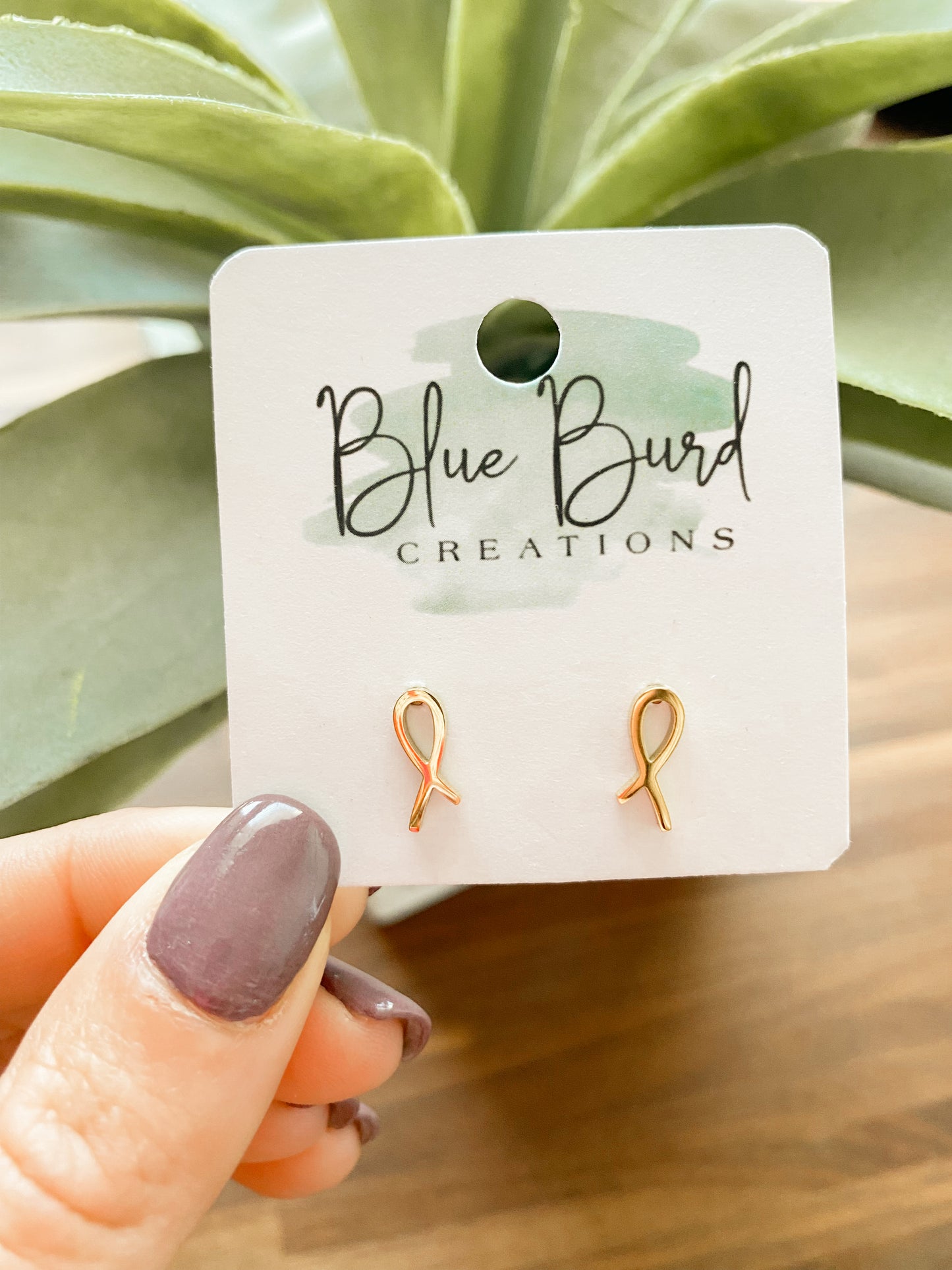 Gold Ribbon Studs