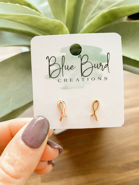 Gold Ribbon Studs