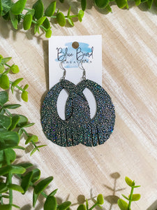 Iridescent Sparkle on Green Oval Fringe