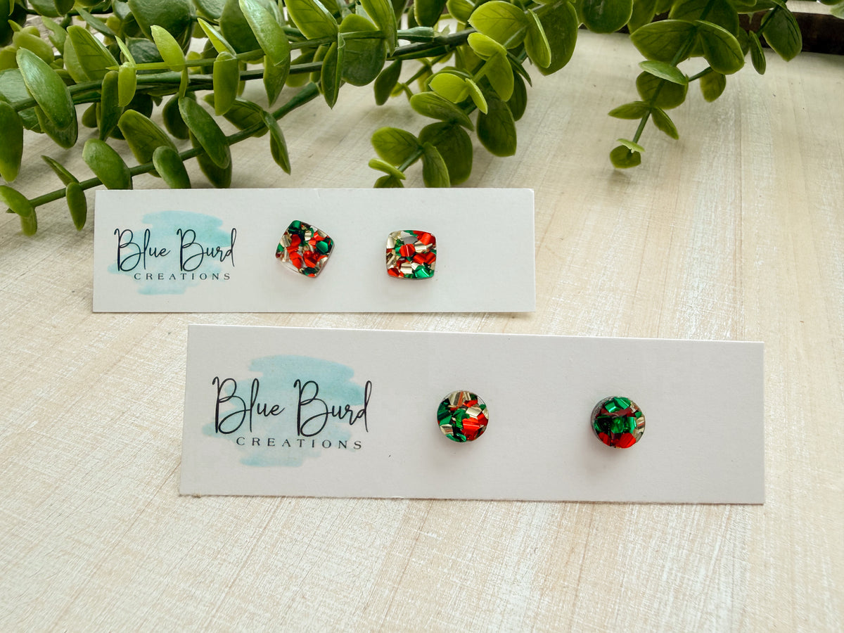 Christmas confetti studs