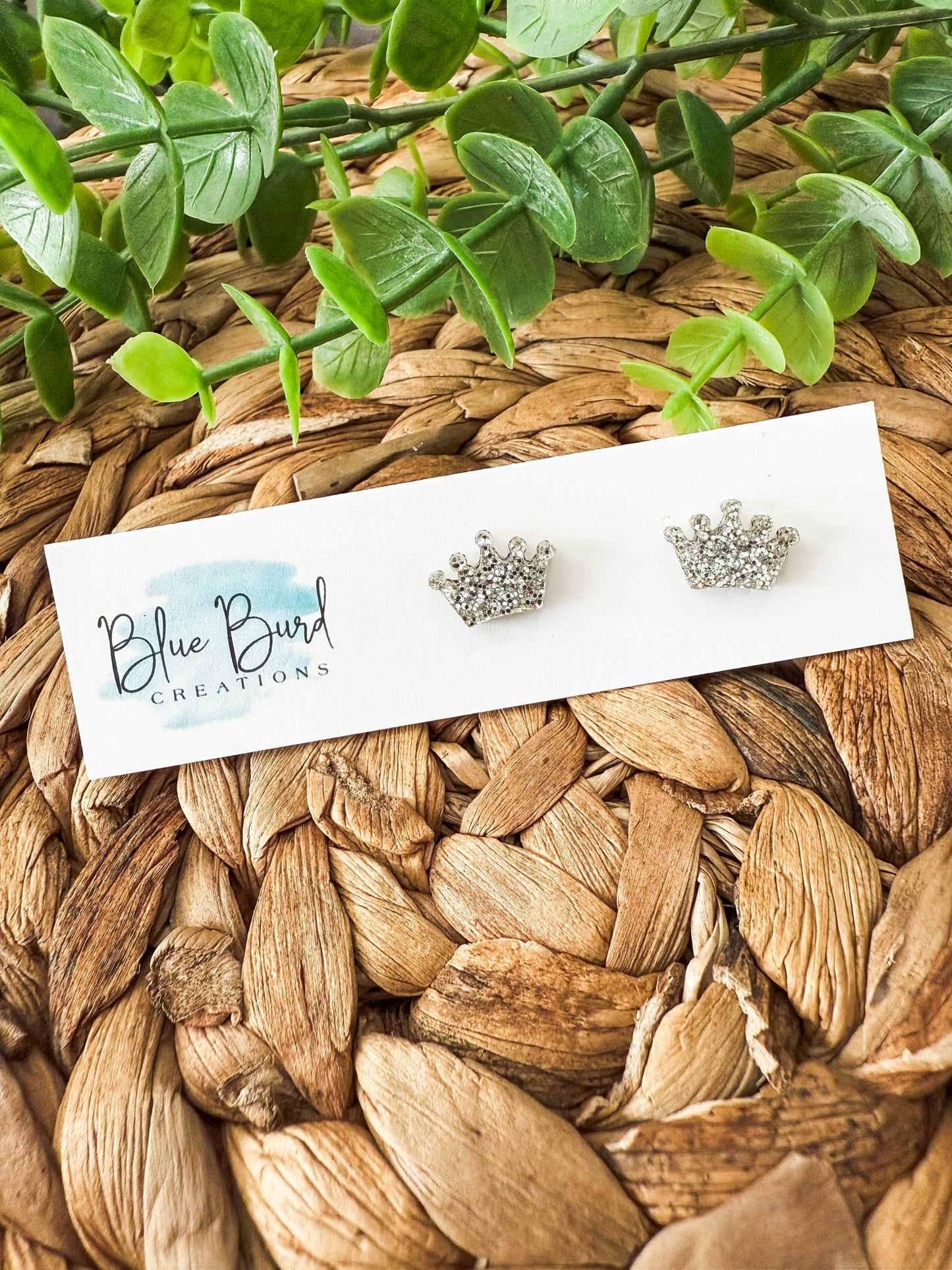 Glitter Crown Stud