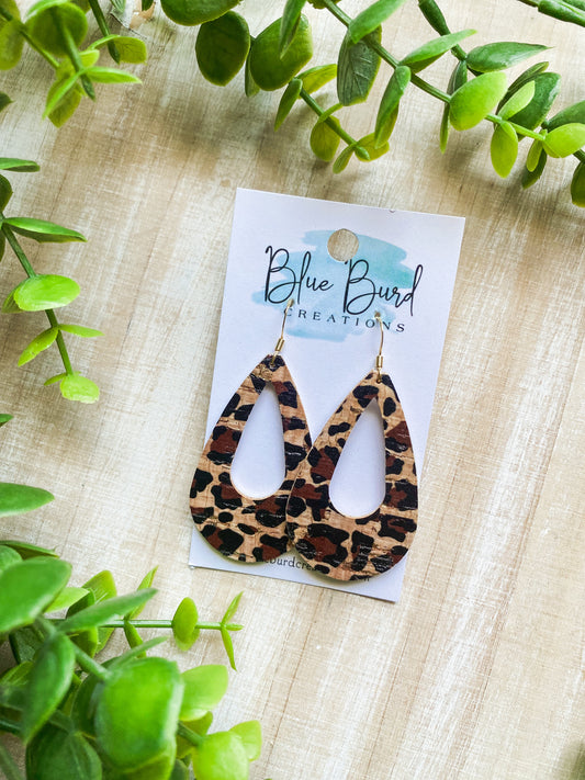Leopard Cork Open Teardrops