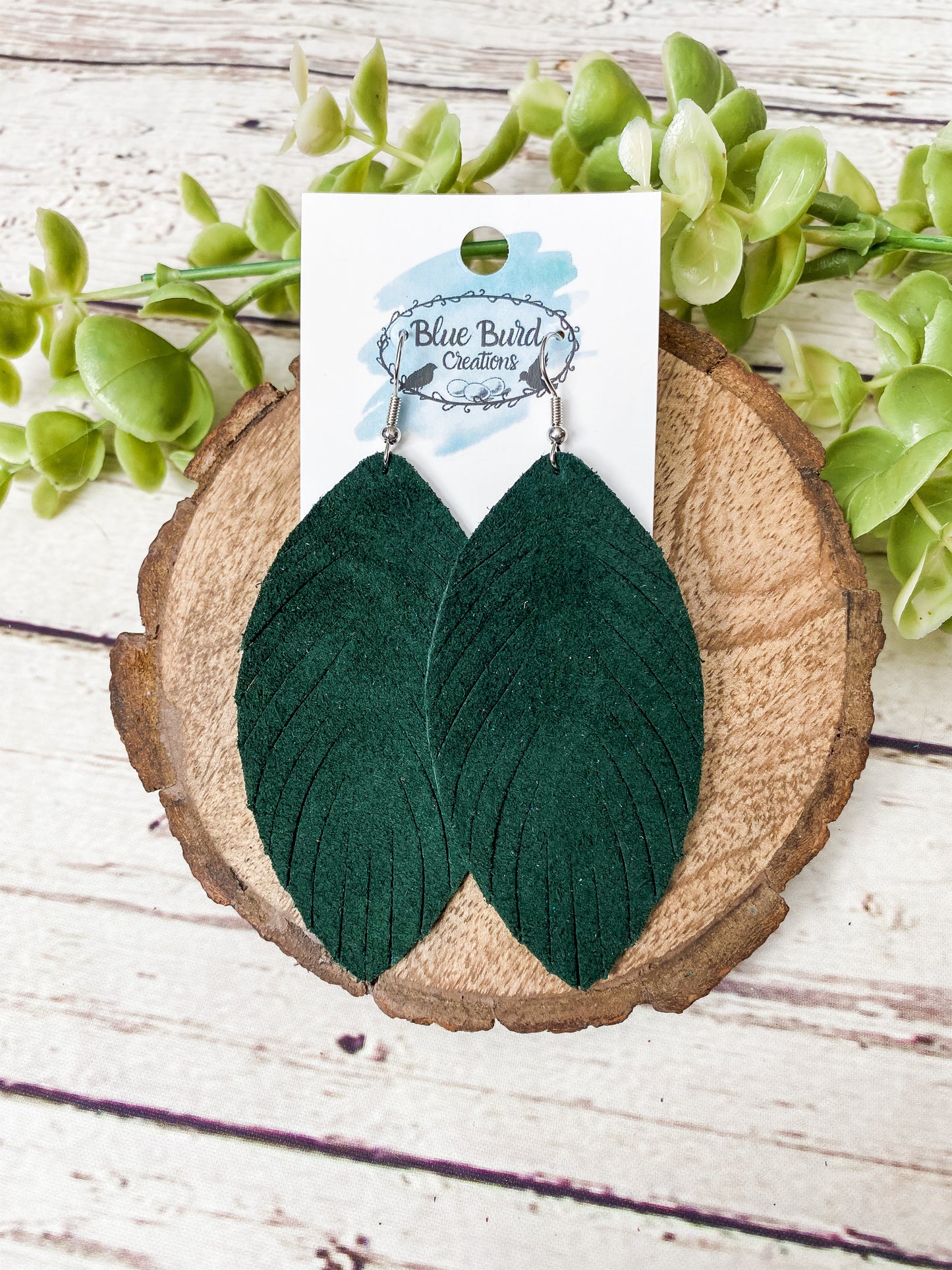 Forest Green Suede Feather