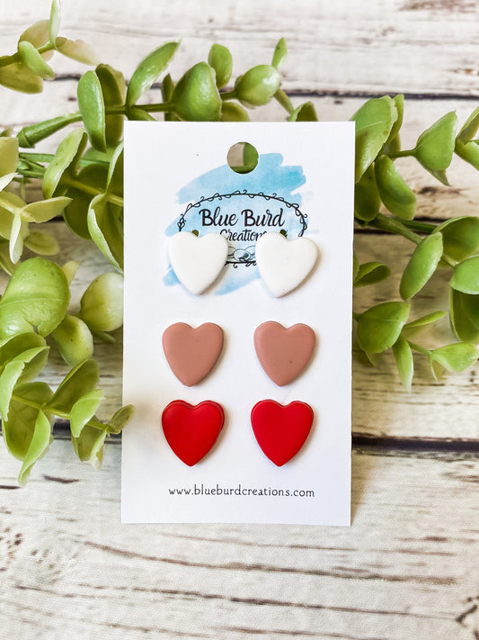 Set of 3 Clay Hearts