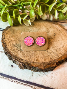 Pink Lemonade Glitter Studs