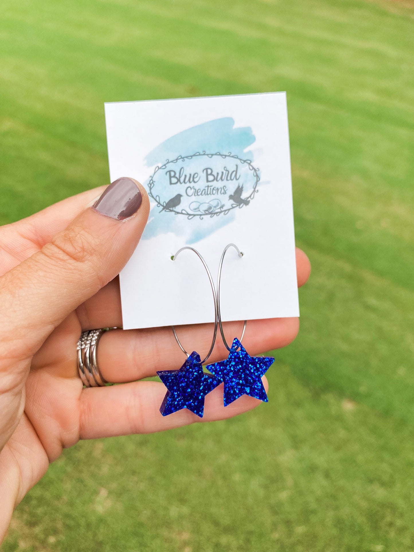 Glitter Star Hoops