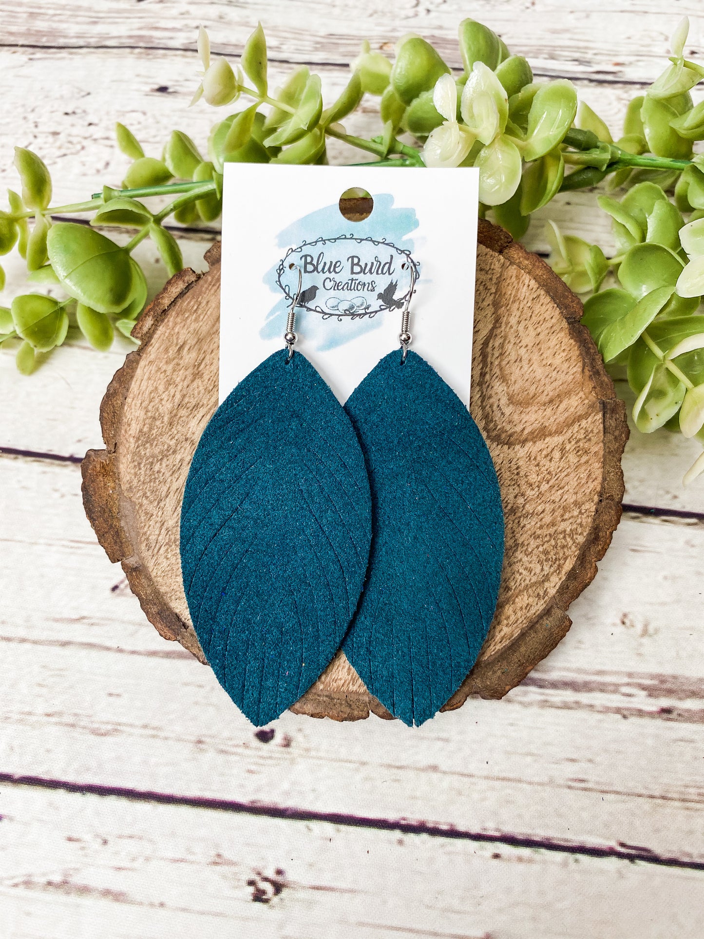 Dark Teal Suede Feather