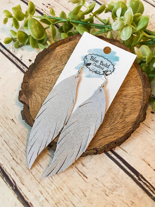 White Shimmer Fringey Feathers