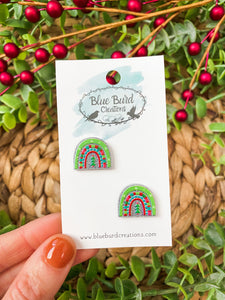 Rainbow Christmas Studs