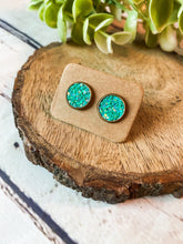 Load image into Gallery viewer, Turquoise Glitter Studs
