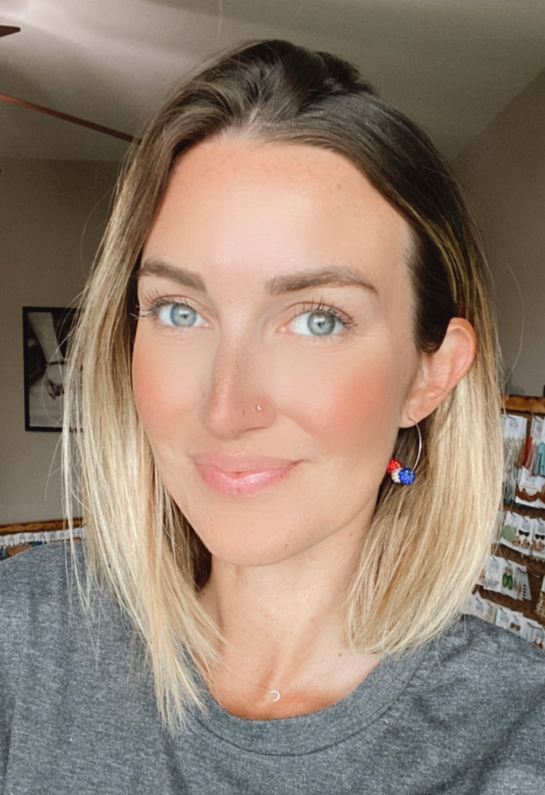 Patriotic Glitter Bead Hoops