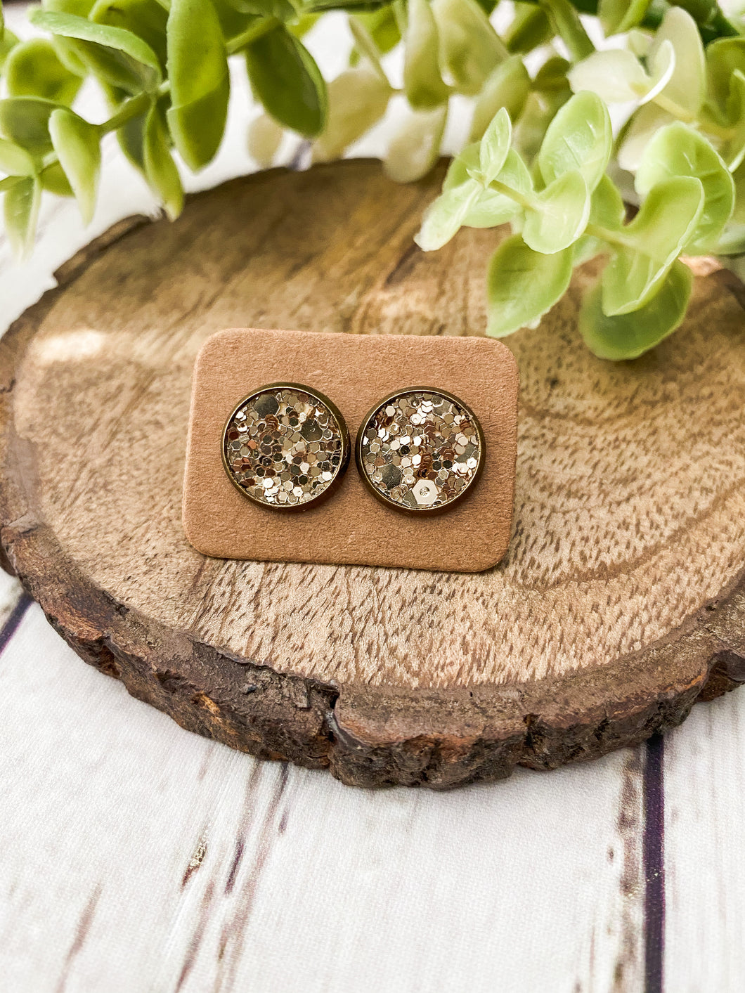 Gold Glitter Studs