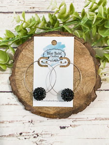 Black Bead Hoops