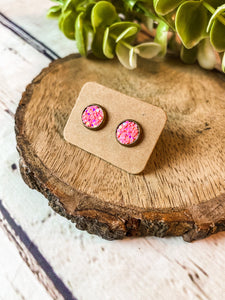 Pink Lemonade Glitter Studs