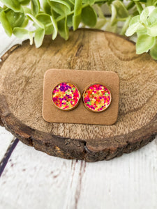 Orange Pumpkin Glitter Studs